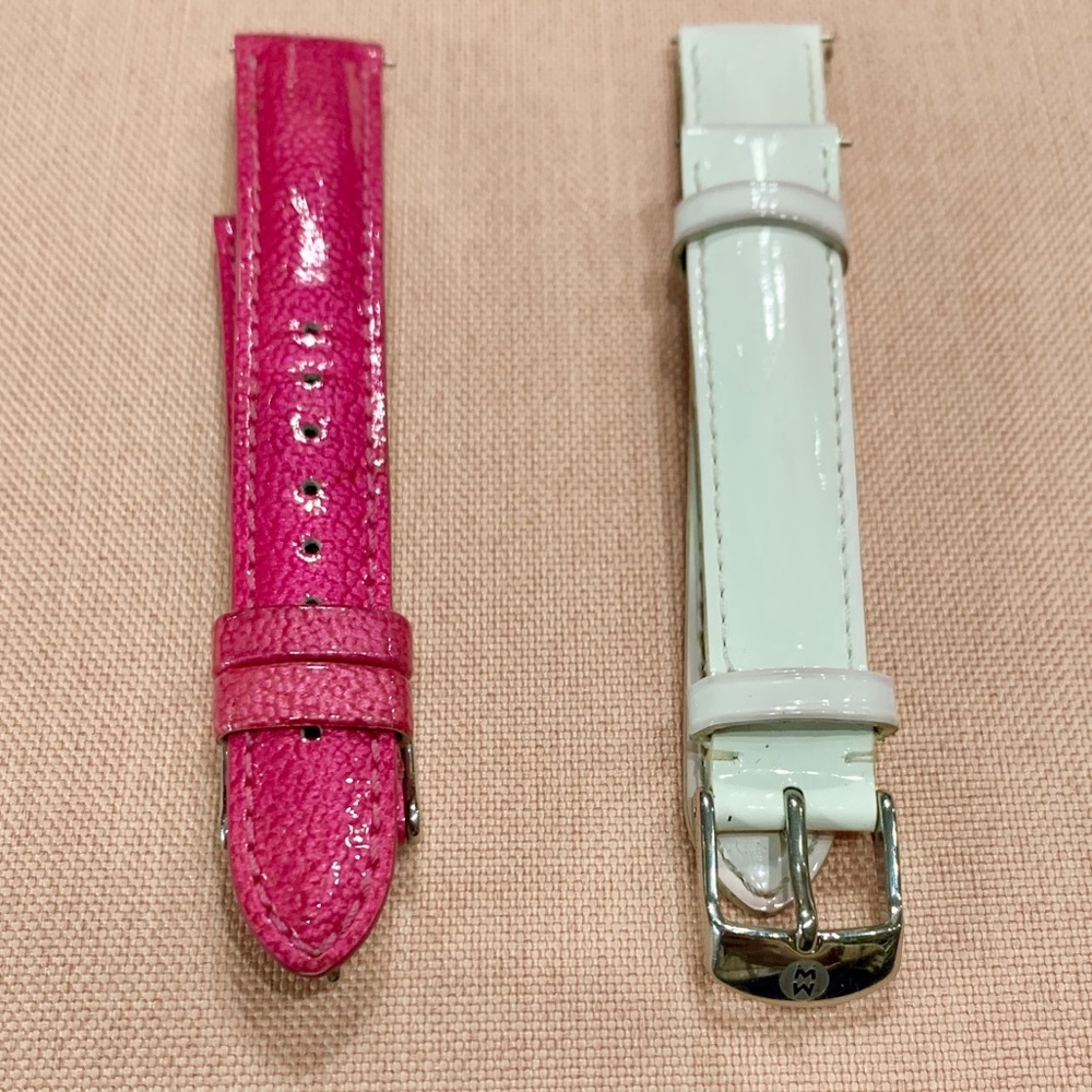 16 mm Michele Pink&White Leather Wristwatch Bands